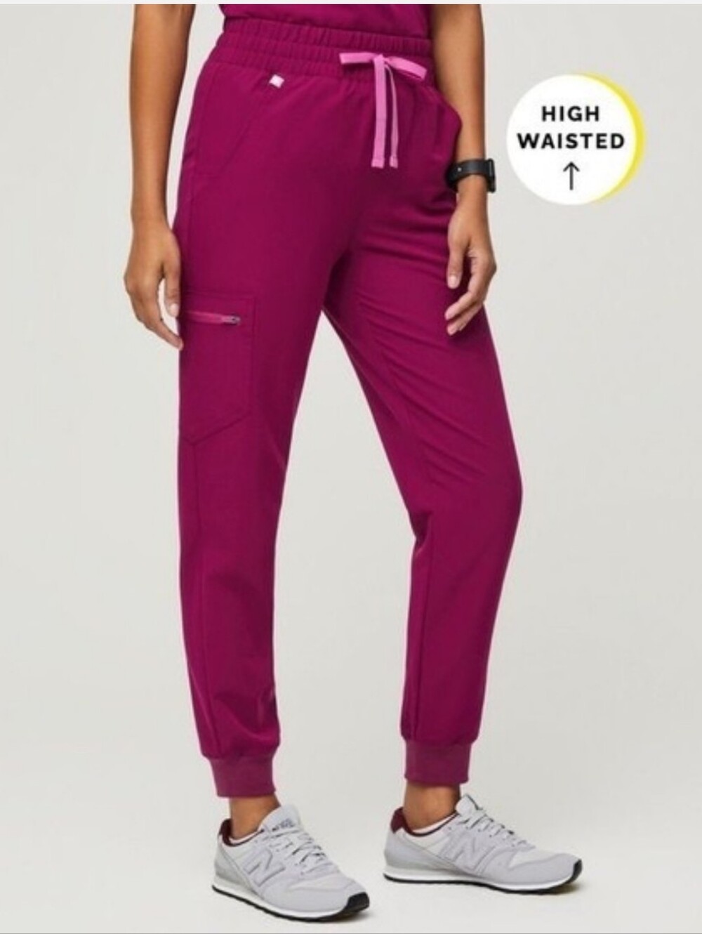 NEW Figs High Waisted Zamora Jogger Scrub Pants Dark Magenta Limited